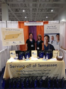 Hosanna Haughton, RN, nurse educator at MTPS, and Sherry Nix, sales and account manager at MTPS and ETPS, greeted attendees at the booth and shared information about their services.