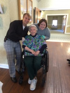 Curt Bicknell, president of Guardian Mid-South, and Emma Grant, a pharmacy student at The University of Tennessee, with a facility resident.