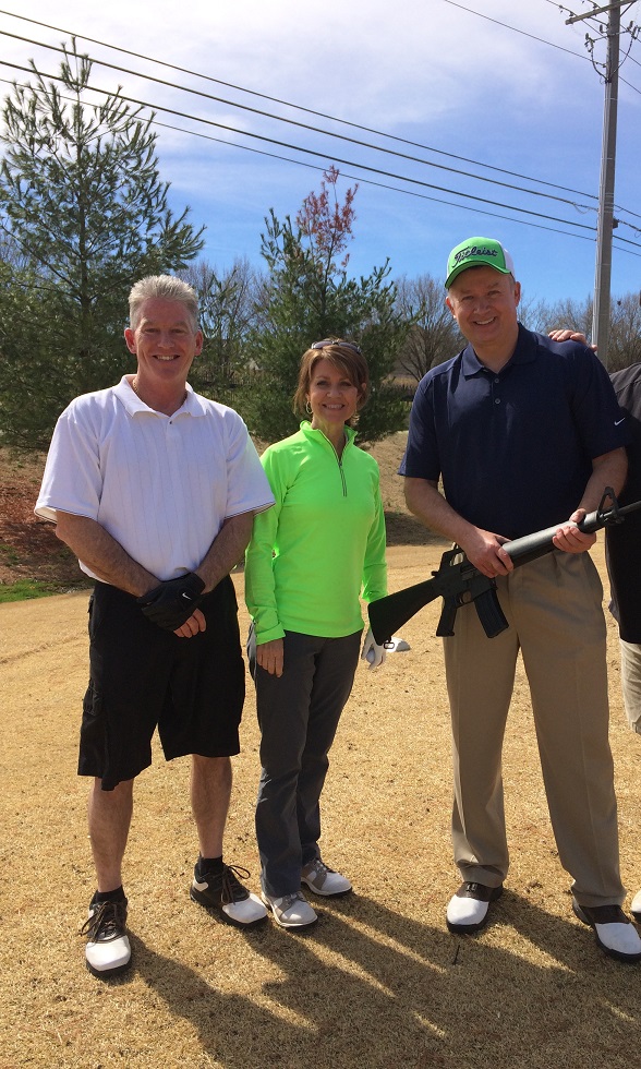 MTPS and ETPS employees Eddie Bloomer, Sherry Nix and Russ Spivey enjoy the Knoxville Sheriff Department’s innovative shotgun golfing.